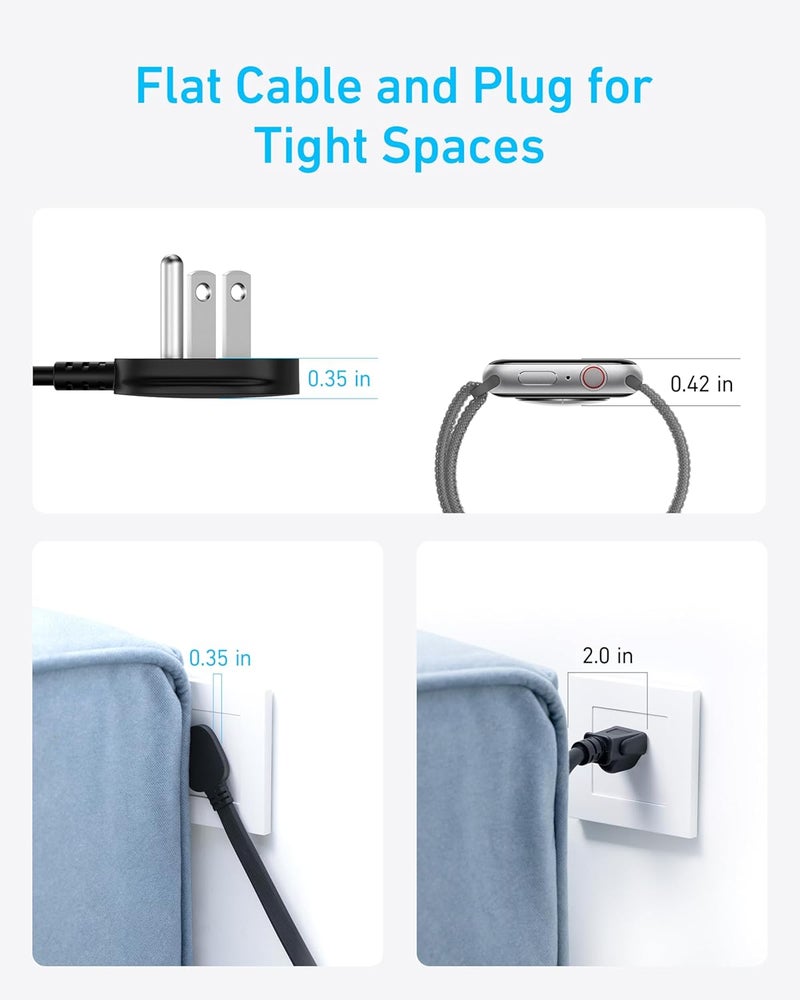 Anker Flat Plug Power Strip, 12-in-1 USB-C Power Strip with 8 AC Outlets, 2 USB-C, 2 USB-A Ports, 5feet Extension Cord, Slim Desk Charging Station, 900J Surge Protection, 35W Max for Home, Office - Image 5